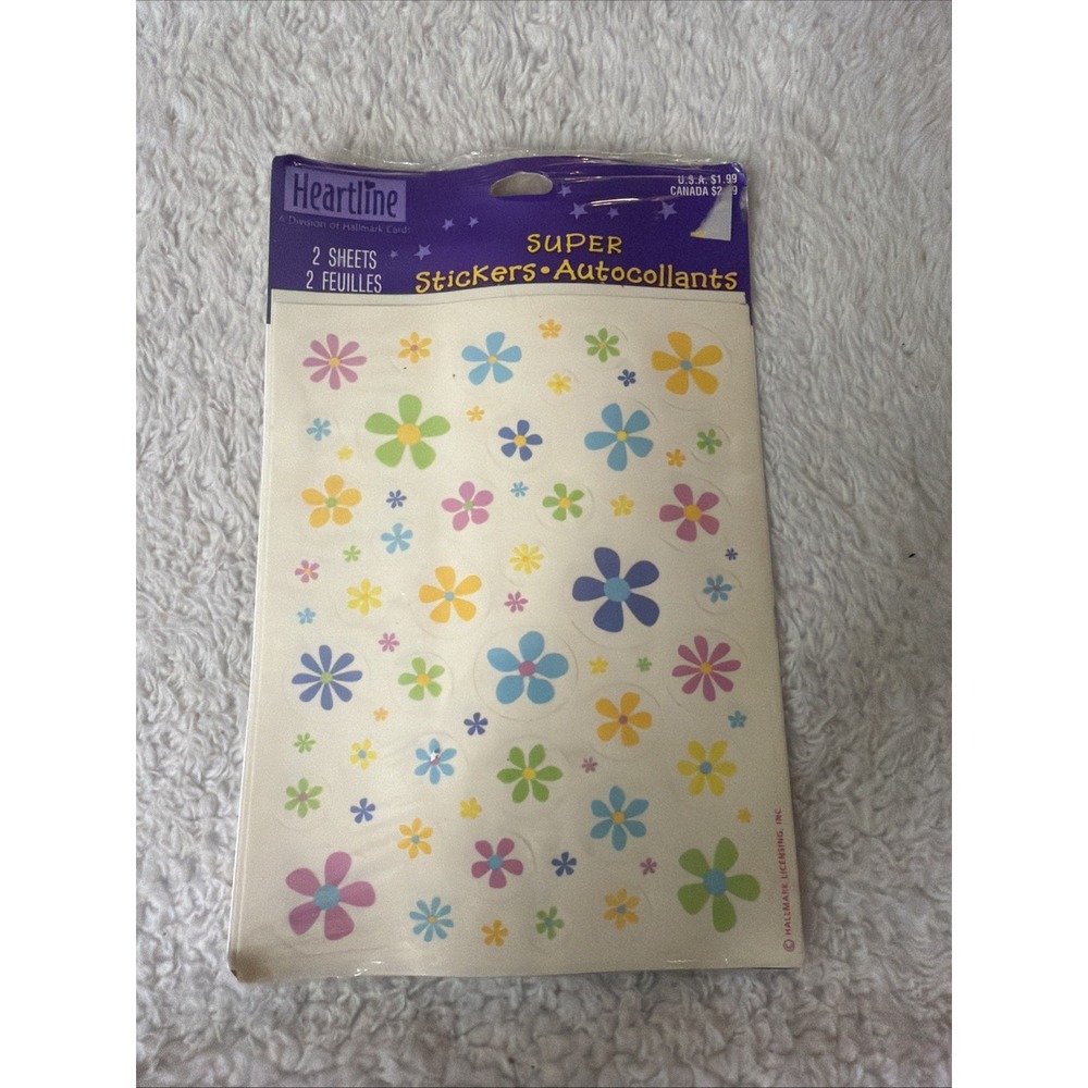 Heartline Hallmark Stickers Flowers Pastels Super Stickers 2 Sheets New NIP Vtg